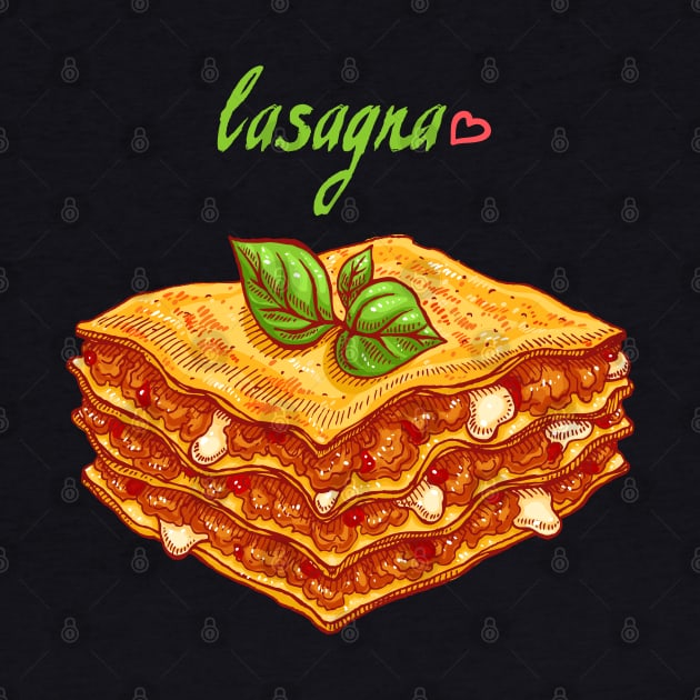 lasagna hand drawn by Mako Design 